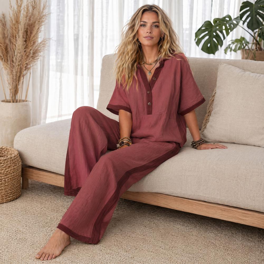 Damski zestaw z bawełny i lnu, – Linen Pant Wide recenzja i cena