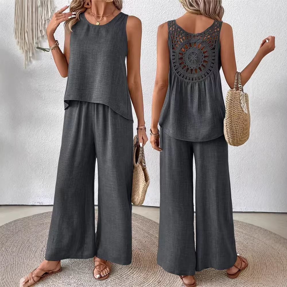 Dwuczęściowy damski komplet sp – Linen Pant Wide recenzja i cena