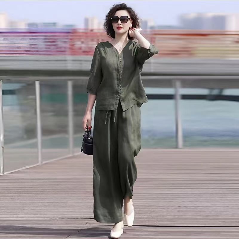 łniany i lniany zestaw damski  – Linen Pant Wide recenzja i cena