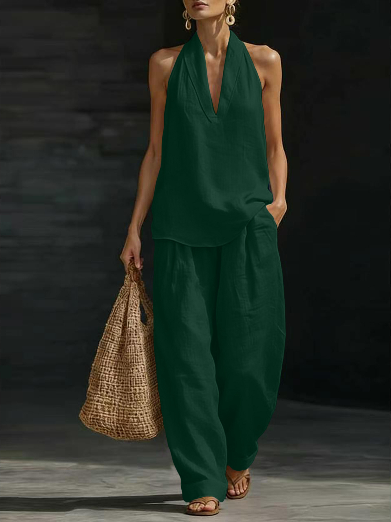 Damski lniany komplet dwuczęśc – Linen Pant Wide recenzja i cena